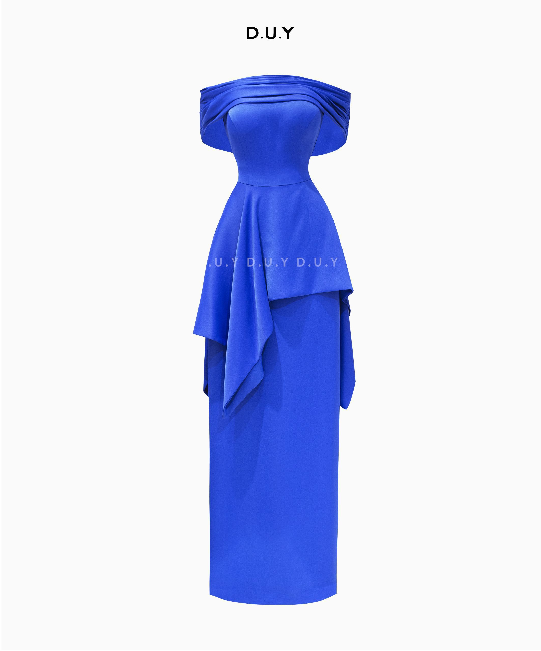 ĐẦM LỤA PEPLUM TRỄ VAI